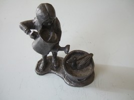 MICHAEL RICKER PEWTER FIGURINE GIRL WATERING CAN-DUCK IN WASH TUB   #954... - $12.14