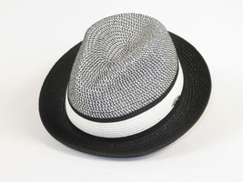 Men's Bently Semi Crushable Fedora Briad Straw Hat Dante DA221 Black White image 4