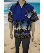 Fun Wear Mens Hawaiian Button Up Shirt Beach Palm Trees Surfing Large - $148.47 MXN