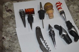 Lot of 9 Interesting stoppers &amp; wine paraphanelia - $22.00
