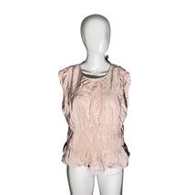 H&amp;M Blush Pink Smocked Waist Ruffle Hem Blouse - Size M - $255.22 MXN