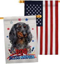 Patriotic Blue Long Hair Dachshund House Flag-Pack Dog Puppy Spoiled Paw Canine  - £32.67 GBP