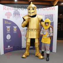 Gold Medieval Knight mascot costume character dressed with a Jumpsuit and Shoe l - £1,034.05 GBP