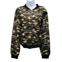 Shein Curve Camo Lightweight Bomber Jacket Womens Size 1XL Zip Up Black Green - $11.87