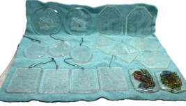 Vintage Christmas Ornaments Acrylic Etched Crystal Clear Decor 1980’s Lo... - €7,08 EUR