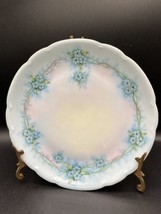 Louise 8&quot; plate white, blue handpainted floral wreath signed Locke VTG B... - £13.34 GBP