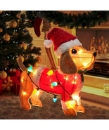 Lighted Christmas Decorations Outdoor/Indoor, 3D Dachshund with Xmas Hat... - $844.33 MXN