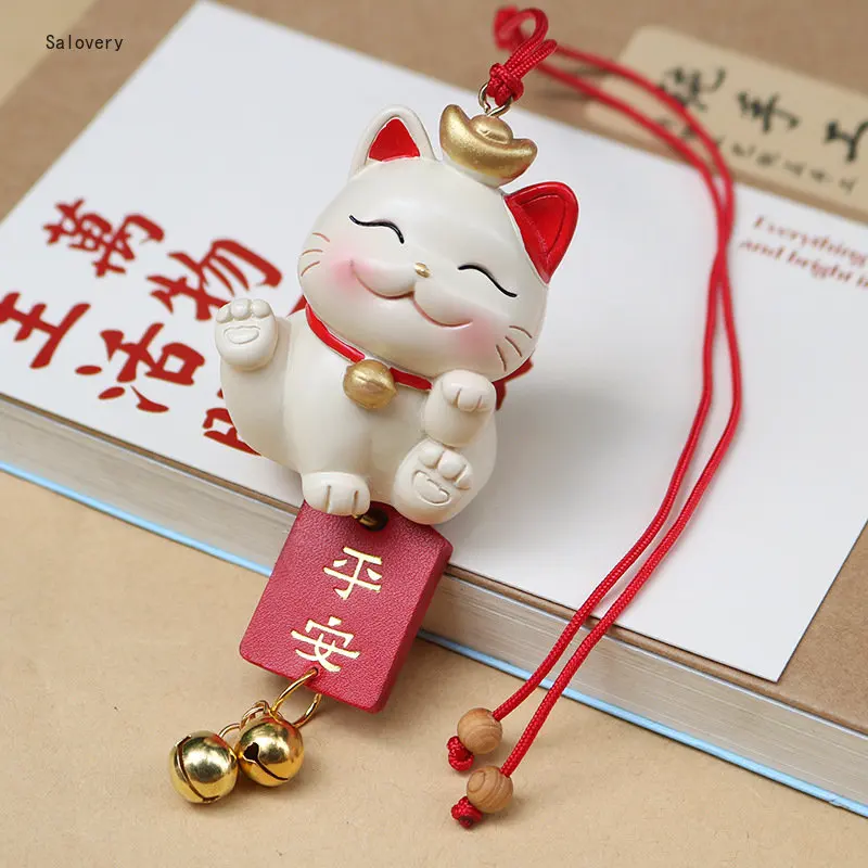 Play Cute Car Ornaments A Lucky Cat Car Pendant for Women Blessing Rearview Mirr - £31.13 GBP