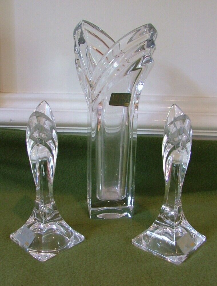 Mikasa Lead Crystal Vase And Matching Candle holders Excellent! Germany - $22.64