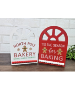 Gingerbread Man Bakery Baking Signs 2 Pc Set Christmas Wooden Tabletop 8... - $24.99