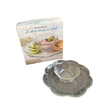 Vintage Anchor Hocking Savannah Clear Chip And Dip Bowl &amp; Plate Set - $19.64