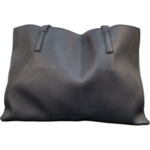 Vince Camuto Tote Bag Womens Black Vegan Pebble Leather Logo Double Handles - £13.93 GBP