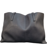 Vince Camuto Tote Bag Womens Black Vegan Pebble Leather Logo Double Handles - £13.75 GBP