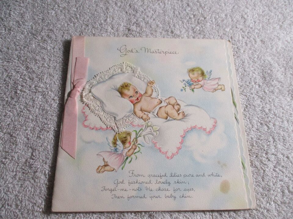 Primary image for New Baby Congratulations Hallmark Greeting card 1949 signed vintage