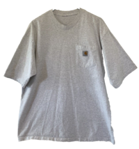 Carhartt T-Shirt Mens 3XL 100% thick Heavy Cotton Grey Pocket Tee Logo W... - $13.65