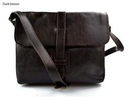 Leather hobo bag mens satchel messenger bag shoulder bag crossbody dark brown  - £145.77 GBP