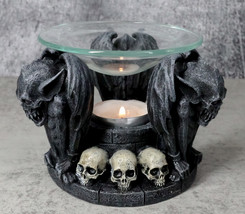 Nosferatu Gothic Vampire Gargoyles With Skulls Votive Candle Heat Oil Warmer - £28.76 GBP