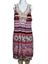 Catos Dress Women&#39;s Size L Large Pink Stretch Bohemian Knee Length Beade... - $13.12