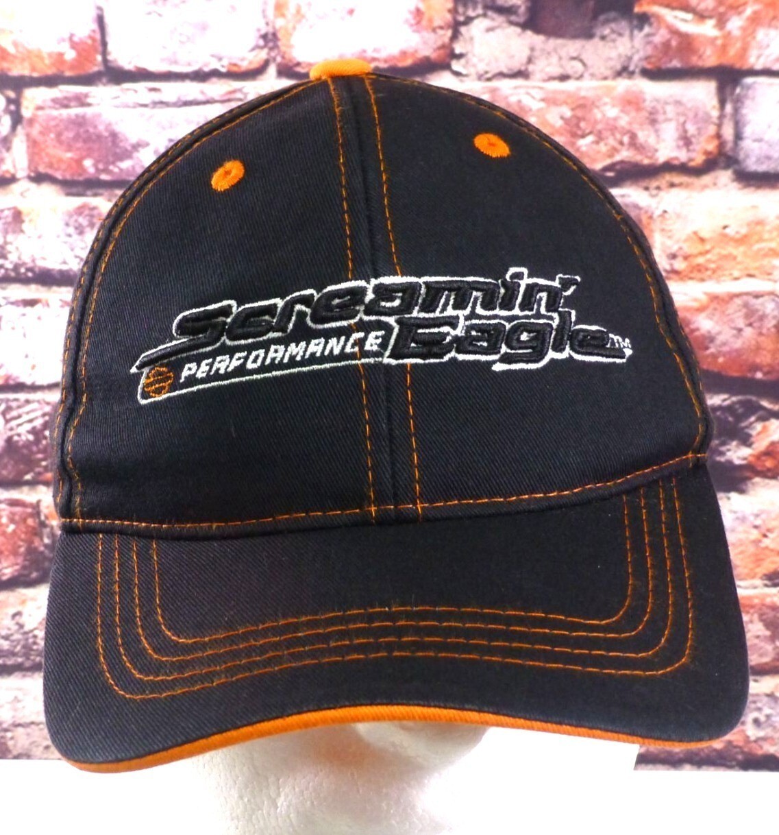 Harley-Davidson Screamin Eagle Black &amp; Orange Baseball Cap With Adjustab... - $14.79