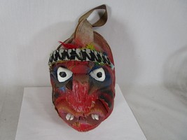 Vintage Tiki Bar Decor Hand Carved Painted Coconut Head Face Sea Shell Eyes - £23.73 GBP