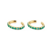 TIANDE Gold Plated Hoop Drop Earrings for Women Trend Green Zircon Ear Cuff Wome - £10.50 GBP