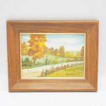 P.F.Hoffman Paysage Peinture Acrylique Mi Siècle Pays Scène Road En Autumn - £109.13 GBP