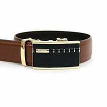 Men&#39;s Genuine Leather Belt with Removable Sliding Ratchet Buckle - Brown... - £9.80 GBP