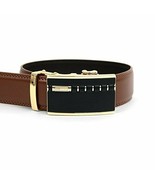 Men&#39;s Genuine Leather Belt with Removable Sliding Ratchet Buckle - Brown... - £9.74 GBP