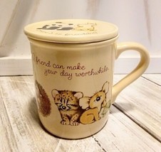 Hallmark 1983 Mug Mates Coffee Mug W/Lid Coaster Friendship Baby Animals... - £4.74 GBP
