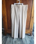 Vintage Attention 16 Beige Stripe Trousers Wide Leg Pockets Cotton Blend - $19.05