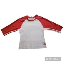 Adidas Crop Top Women M Sporty 3/4 Sleeves White Red Striped Raver Retro 90s Y2K - £10.50 GBP