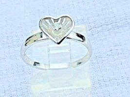 10k White Gold Diamond Heart Ring Filigree Design 6 1/4 Promise Ring - £61.43 GBP
