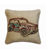 Decorative 16&quot;x16&quot; Car Crystal Bead Ecru Velvet Pillows For Couch-Vinatg... - €44,27 EUR+
