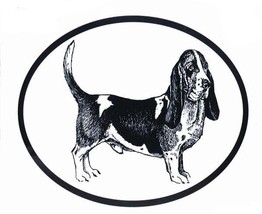 Basset Hound Decal - Dog Breed Oval Vinyl Black &amp; White Window Sticker - £3.13 GBP