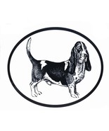 Basset Hound Decal - Dog Breed Oval Vinyl Black &amp; White Window Sticker - £3.14 GBP