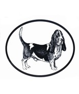 Basset Hound Decal - Dog Breed Oval Vinyl Black &amp; White Window Sticker - £3.19 GBP