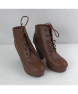 Charlotte Russe Women&#39;s Brown Lace-Up Leather Ankle Booties Boots Size 9 - $14.84
