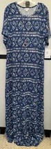 NWT LuLaRoe 3XL Blue White Green Diamonds Maria Knit Fabric Long Maxi Dress - £53.81 GBP