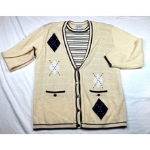 Vintage Koret Sweater Womens Large Yellow Cardigan Button Up Granny Casu... - £10.53 GBP