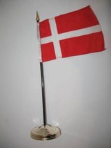 RFCO Denmark Flag 4&#39;&#39;x6&#39;&#39; Desk Set Table Stick Gold Base Best Garden Out... - £3.49 GBP