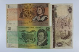 Australia &amp; New Zealand Currency Set Aus 1979 $ 1 &amp; NZ 1977-81 - $52.51