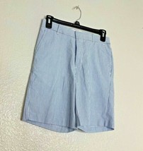 Classic Club Boys Sz 12 Flat Front Shorts Blue White SeerSucker Retails $28 - $9.90