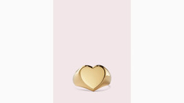 Kate Spade Demi Fine Yellow Gold Plate Vermeil Engravable Heart ID Signet Ring 5 - £79.38 GBP