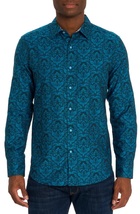 Robert Graham Bayview Cotton Button-Up Shirt, Color Dark Teal, Size M Or 2XL - £78.45 GBP