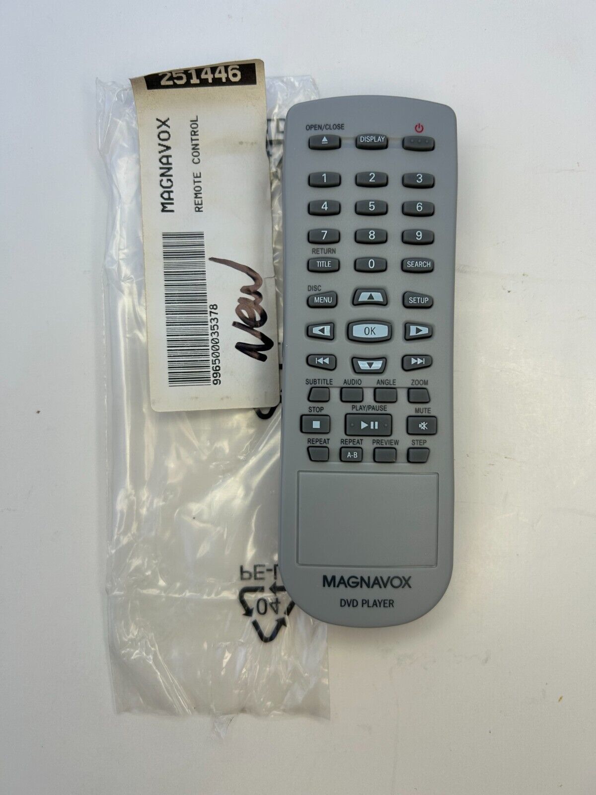 Magnavox RC-3004 Remote Control, Gray - OEM NOS for DVD Player MDV435 MD... - $11.83