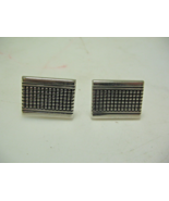 Vintage SWANK Rectangular Silver Contemporary Art Deco Cufflinks Pair USED - $14.99