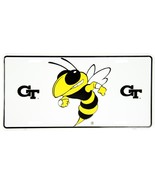 Georgia Tech Yellow Jackets White Metal License Plate Auto Tag - £5.55 GBP