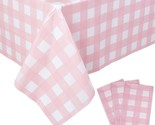 3 Packs Pink Gingham Tablecloth Pink And White Checkered Tablecloths 54 ... - $16.99