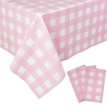 3 Packs Pink Gingham Tablecloth Pink And White Checkered Tablecloths 54 ... - $16.99