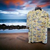 Croft &amp; Barrow Mens XL Rayon Hawaiian Print SS Yellow Sailboats  Camp Sh... - $19.79